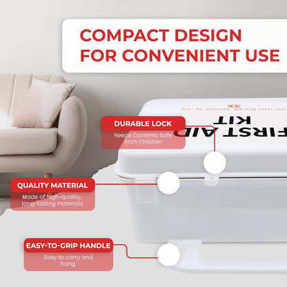 10 Person First Aid Kit - OSHA and ANSI Class A Compliant, Fully stocked Emergency Kit for Home, Office or Construction site