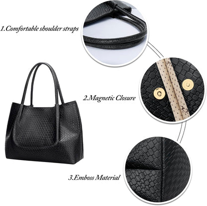 KKXIU Tote Bag for Women Vegan Leather Shoulder Purse Large Capacity Travel Bag