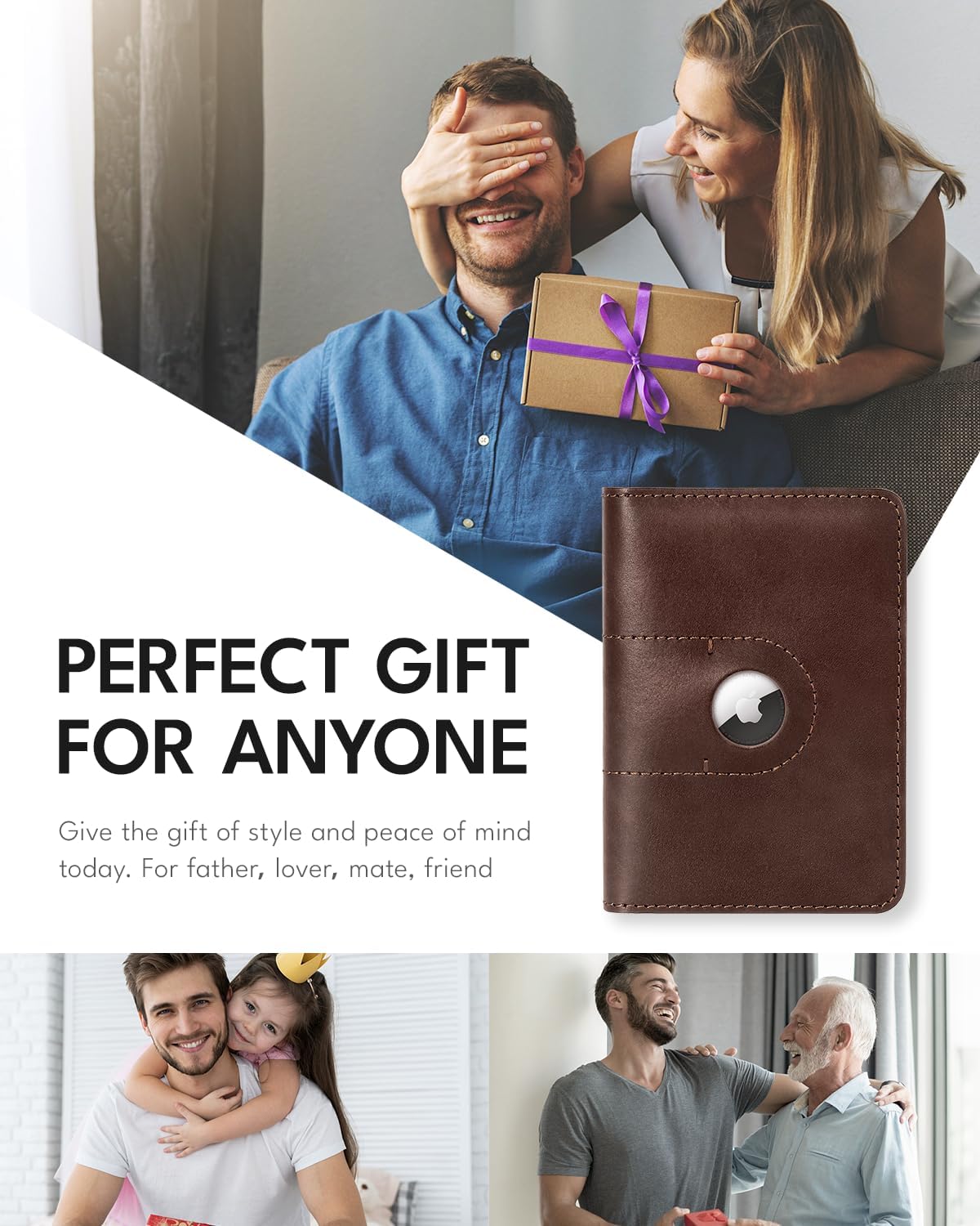 ALLIVE Passport Holder for Travel, Genuine Leather Passport Holder with Airtag Women Men,Travel Must Haves Airport Essentials, Passport Cover Travel Gifts Brown