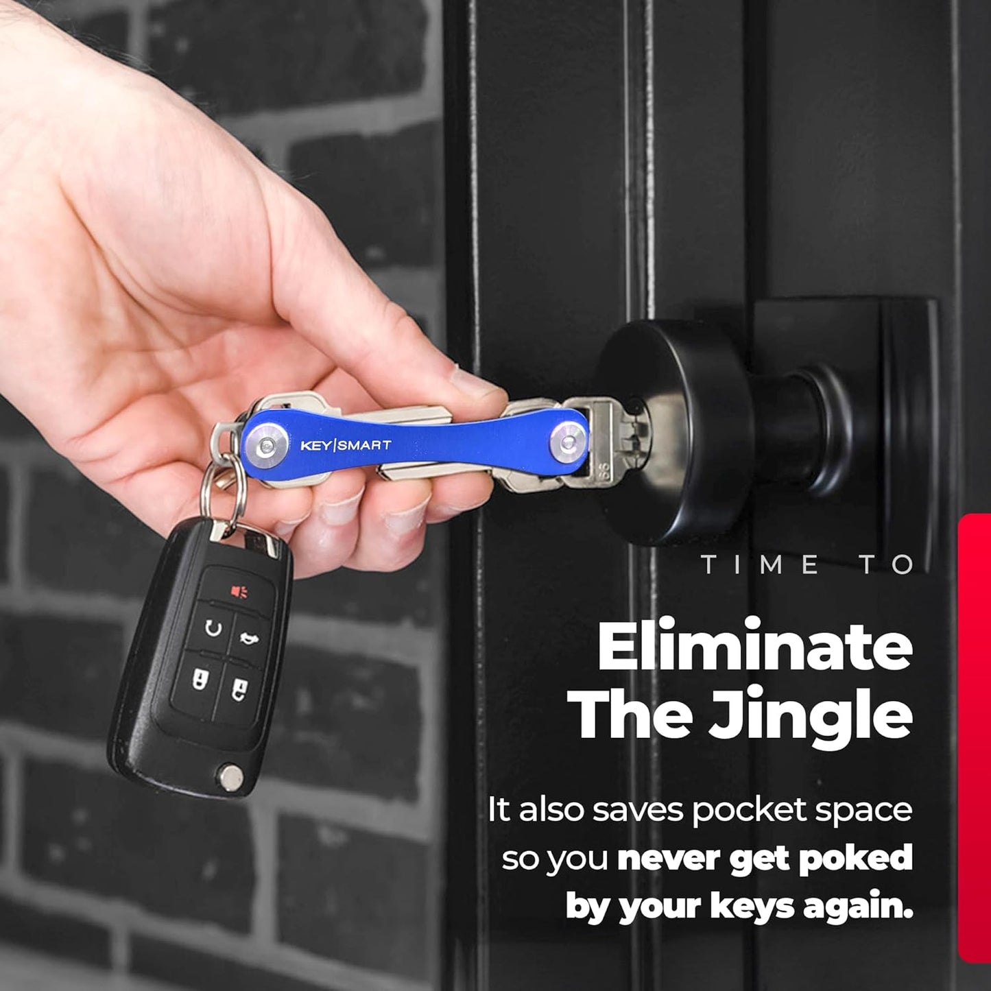 KEYSMART Key Holder for Keychain - Compact Key Organizer for Key Chain, Minimalist Clutter-Free EDC Keychains Key Ring, Blue, 14 Keys