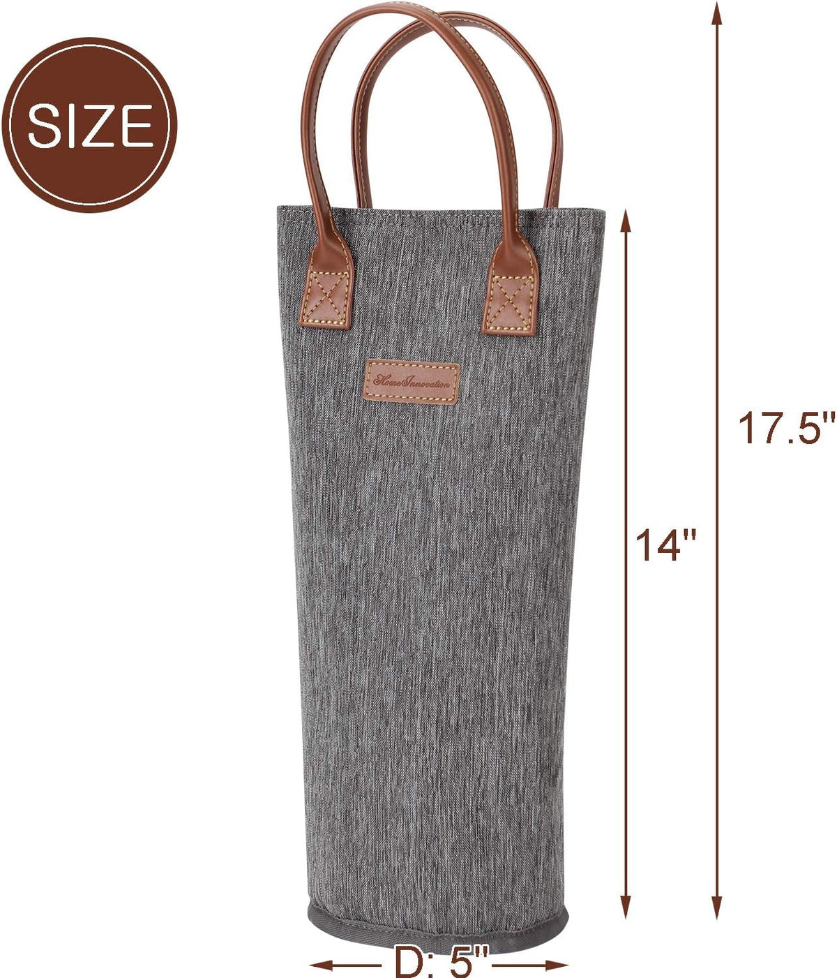 ZORMY Single Bottle Insulated Wine Tote, 1 Bottle Wine Carrier Bag Padded Wine Cooler Perfect Wine Lover's or Wedding Gift-Grey
