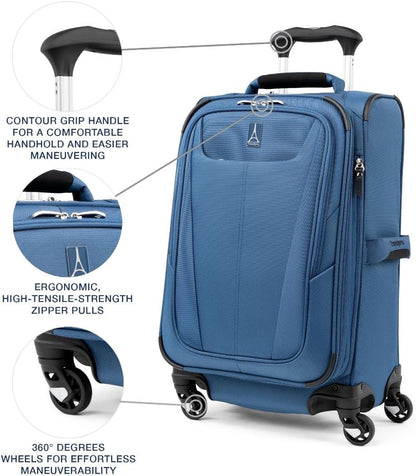 Travelpro Maxlite 5 Softside Expandable Carry-On Luggage with Spinner Wheels, Lightweight, 21-Inch —Ensign Blue