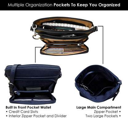 ili New York Genuine Leather Crossbody Bags for Women - Premium RFID Blocking Shoulder Bag Organizer with Adjustable Strap