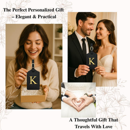 Luggage Tag PU Leather for Suitcase Baggage Handbag Travel Bag Label Suitcase Tag Label Tag w. Name Card & Privacy Cover (K)