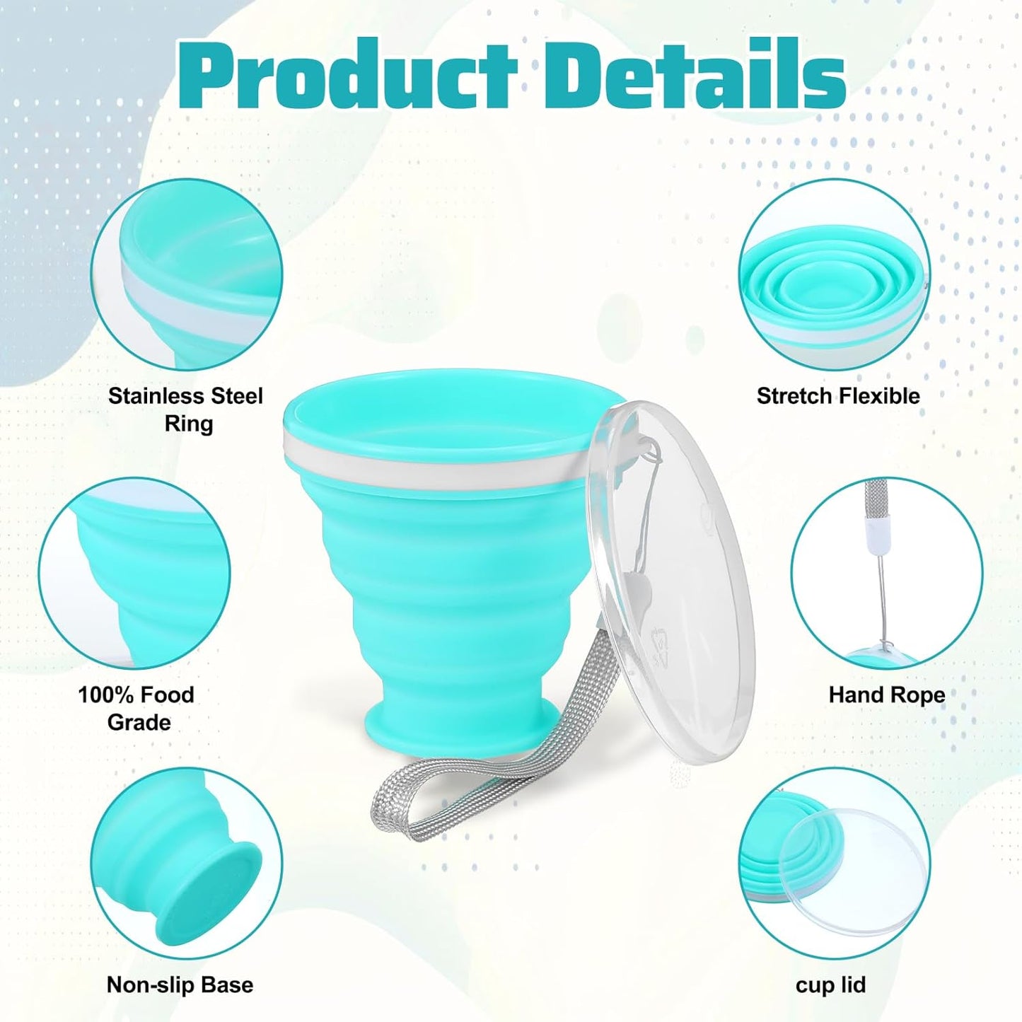 3 Pack Collapsible Cups for Traveling,Collapsible Travel Cup,Portable Reusable Silicone Drinking Folding Cup Set with Lid for Outdoor Adventures,Camping, Hiking, and Daily Use