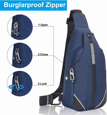 WATERFLY Small Crossbody Sling Backpack Anti Theft Backpack for Traveling Chest Shoulder Bag