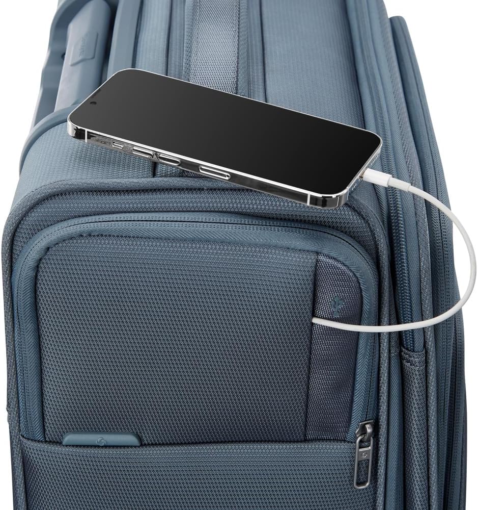Samsonite UpLIFT Lightweight Large Checked Softside 3-Piece Luggage Set with Spinner Wheels - Expandable - Airline-Approved, Polyester Soft Suitcase for Ultra Light Travel - Elemental Blue