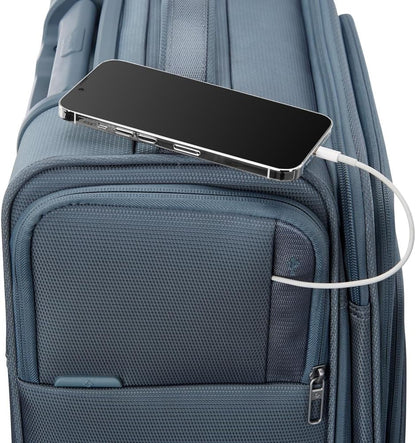Samsonite UpLIFT Lightweight Large Checked Softside 3-Piece Luggage Set with Spinner Wheels - Expandable - Airline-Approved, Polyester Soft Suitcase for Ultra Light Travel - Elemental Blue