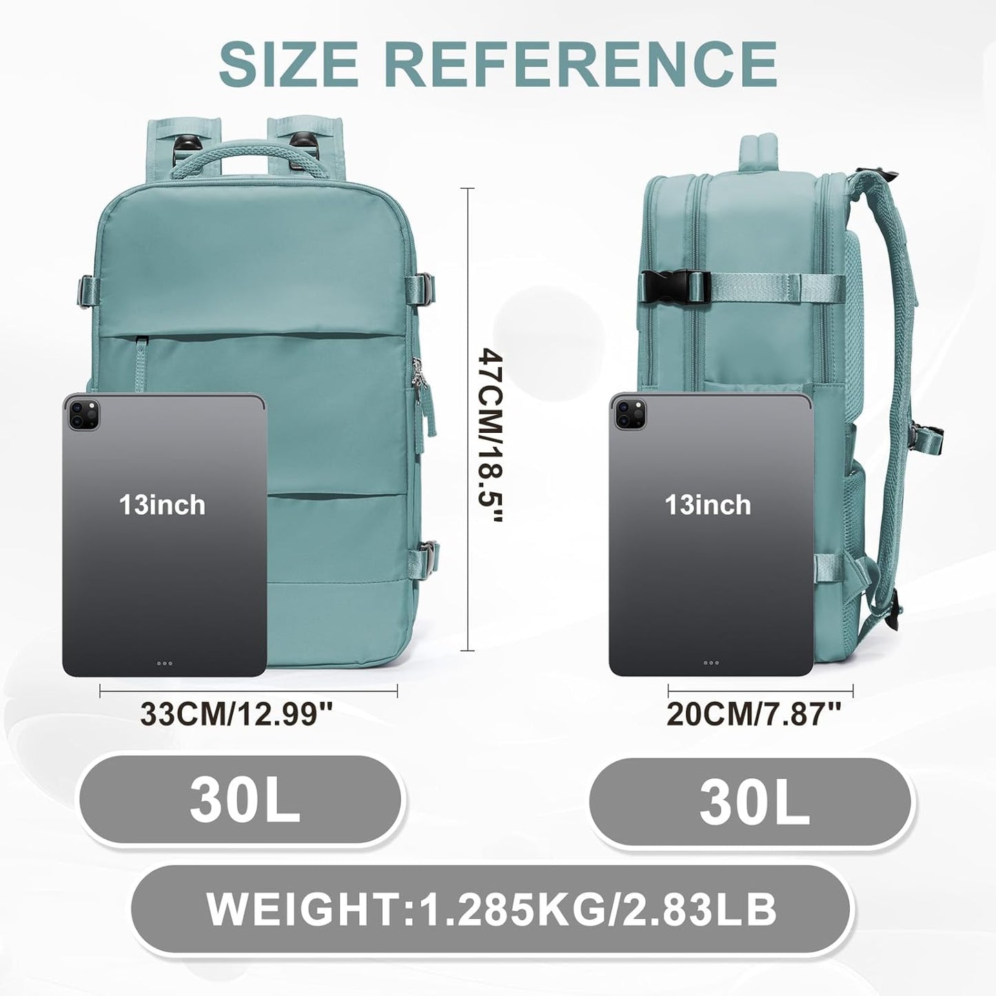 coowoz Large Travel Backpack For Women Men,Carry On Rucksack Flight Approved,Hiking Backpack Waterproof Outdoor Sports Casual Daypack Fit 15.6 Inch Laptop Compartment (Blue)