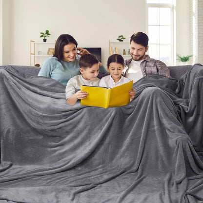 PHF Oversized King Fleece Blanket 120"x120", No Shed No Pilling Big Soft Blanket, Extra Large 10'x 10' Lightweight for Bed, Sofa Travel and Camping, Suitable for All Season, Grey