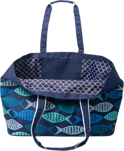 geckobrands Oversized Beach Tote – Large and Stylish Beach Bag with 4 Exterior Pockets and Zippered Internal Compartment