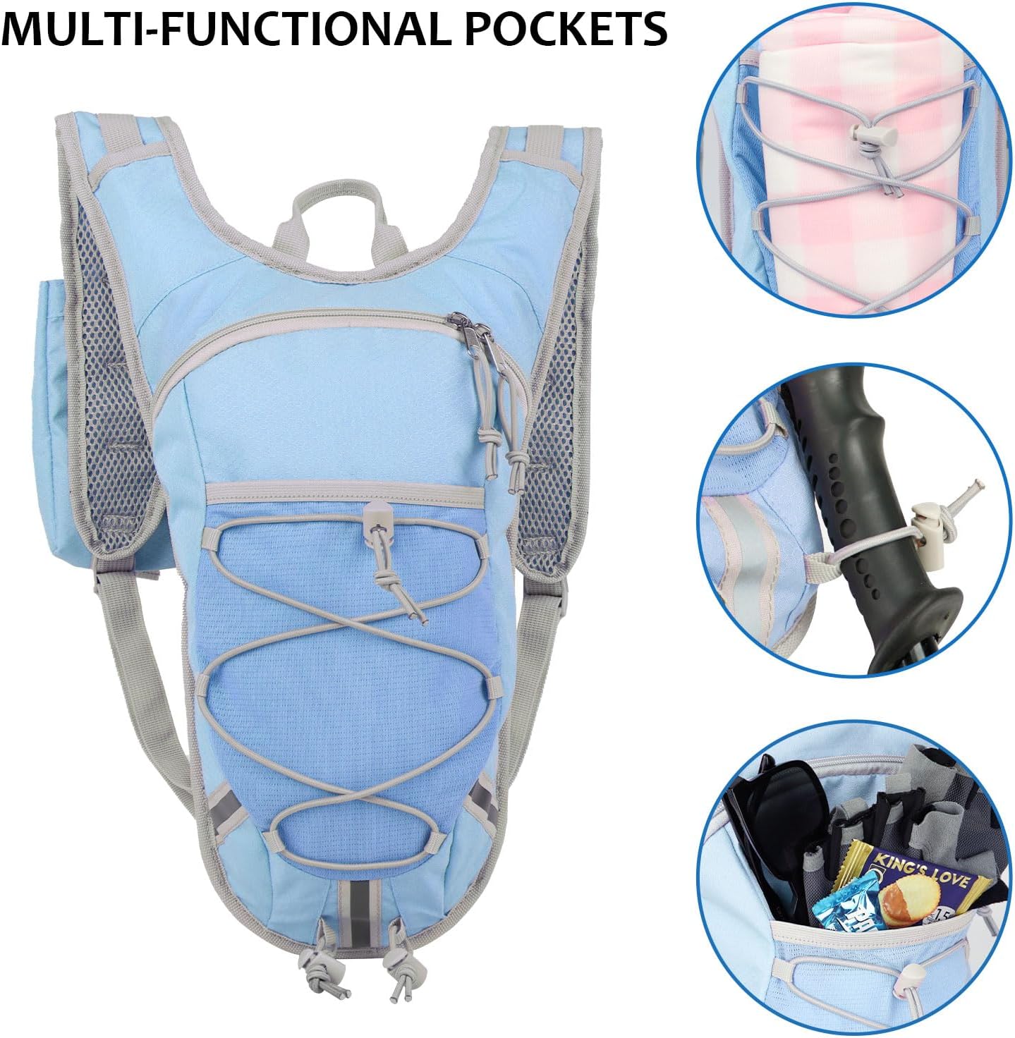 Lightweight Hydration Backpack 2L Water Bladder Pack for Running, Cycling, Hiking – Anti-Theft Water Backpack with Phone Holder, Trekking Pole Holder & Reflective Strips for Men & Women