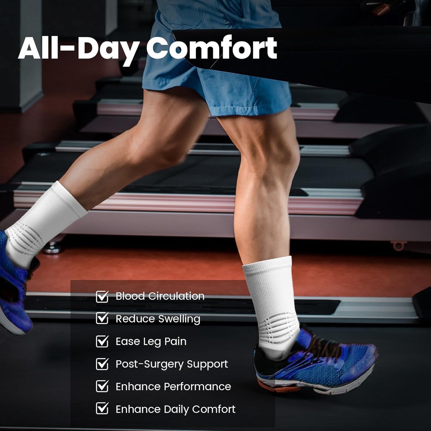 IRAMY Crew Compression Socks Athletic Running Socks for Men Women Plantar Fasciitis Relief 3/6 Pairs