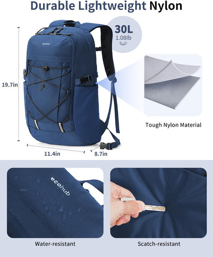 ECOHUB Hiking Backpack 30L Travel Backpack Lightweight Casual Daypack Water Resistant Camping Bag Outdoor Sports Back pack for Men Women