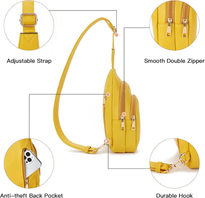 Telena Small Sling Bag for Women Leather Crossbody Fanny Packs Chest Bag for Women