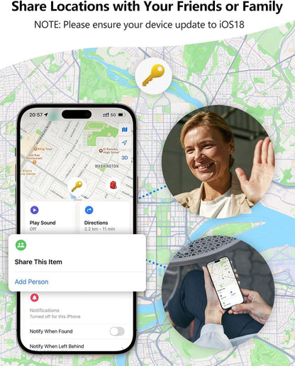 Tracker Tags, Item Finder Work with Apple Find My (iOS Only), Tracking Device Locator Smart Tag for Luggage, Keys, Wallet, Bike, Pets, Bags (White, 1 Pack)