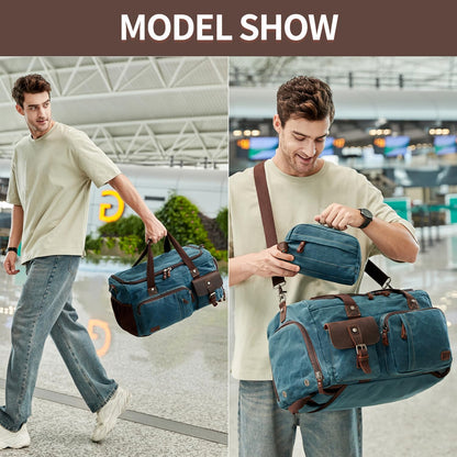 Travel Duffle Bag Weekender Bag with Shoe Compartment Overnight Bag for Men Travel Bag Carry on Luggage Dark Green