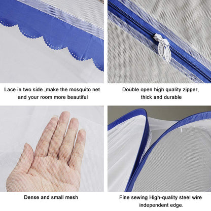 Portable Pop-Up Mosquito Net Tent for Bed Baby Adults Trip, L79 x W71 x H59 inch Large Folding Mosquito Netting with Net Bottom, 2 Entries, Suit for Twin to King Size Bed
