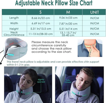 Travel Neck Pillow for Airplane, Neck Chin Support, Memory Foam, Machine - Image 4