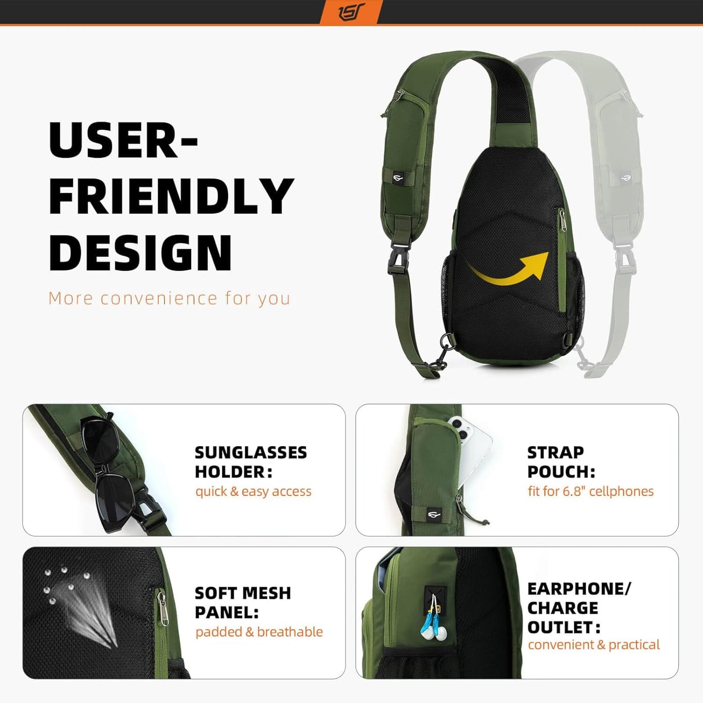 SKYSPER Sling Bag RFID Crossbody Sling Backpack Cross Body Shoulder Bag Travel Hiking Daypack for Women Men