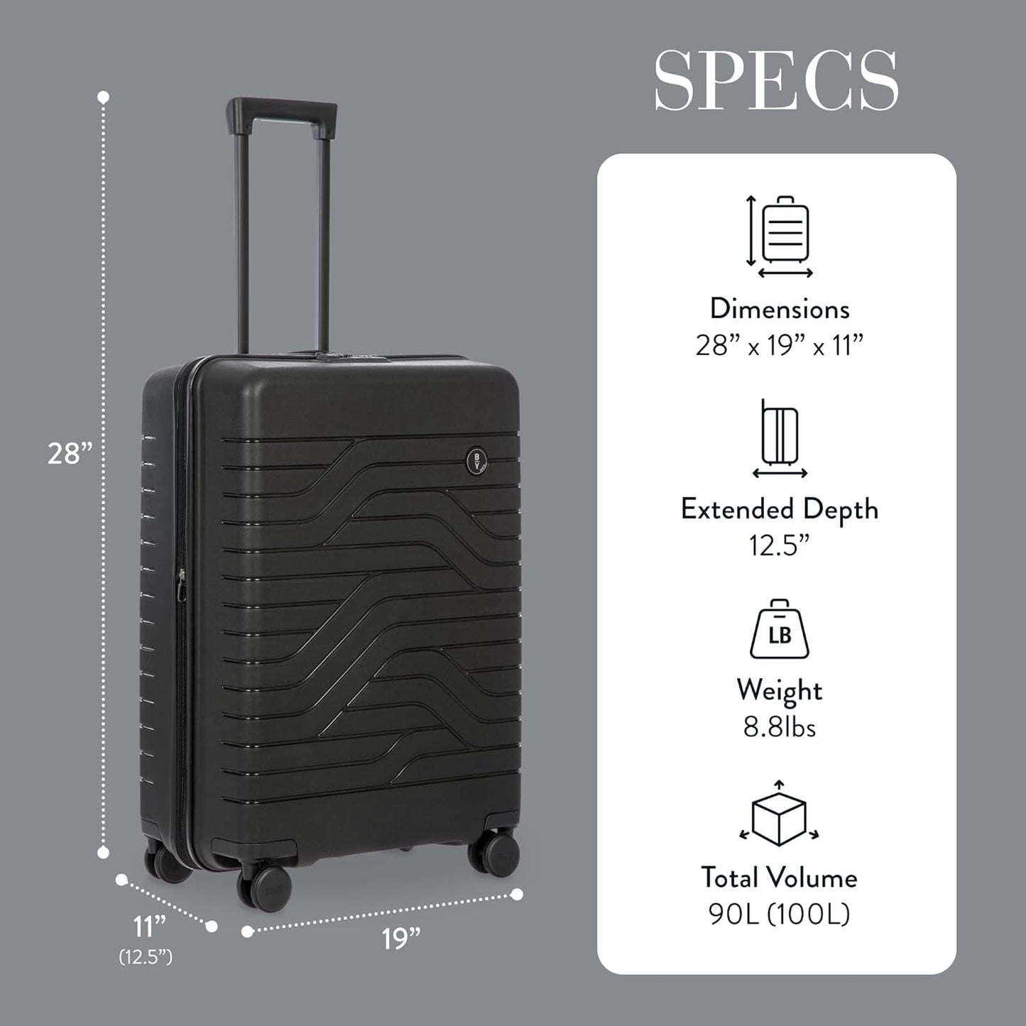 Bric's 28" Expandable Spinner Suitcase - Travel Luggage with TSA-Approved Lock and Hard Shell Exterior - B|Y Ulisse - Black