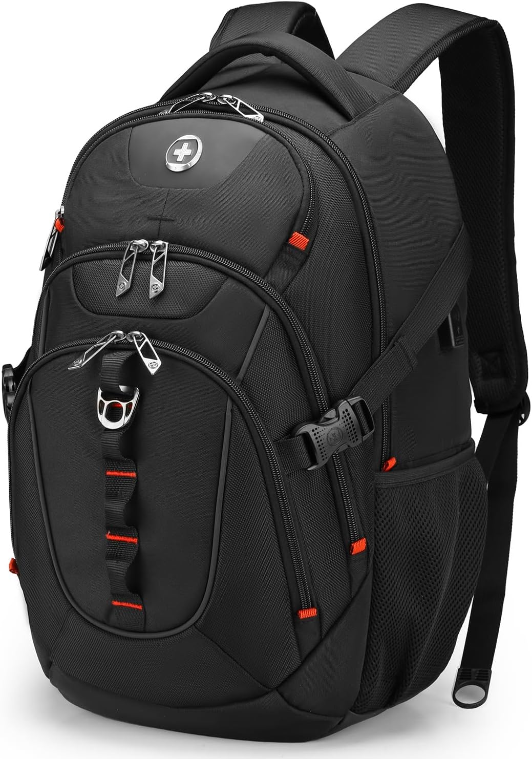 Swissdigital Design Laptop Backpack with USB Charging Port, TSA Travel Backpack Fits 15.6 inches Computer, 31L College School Backpack for Men, Black | SD803