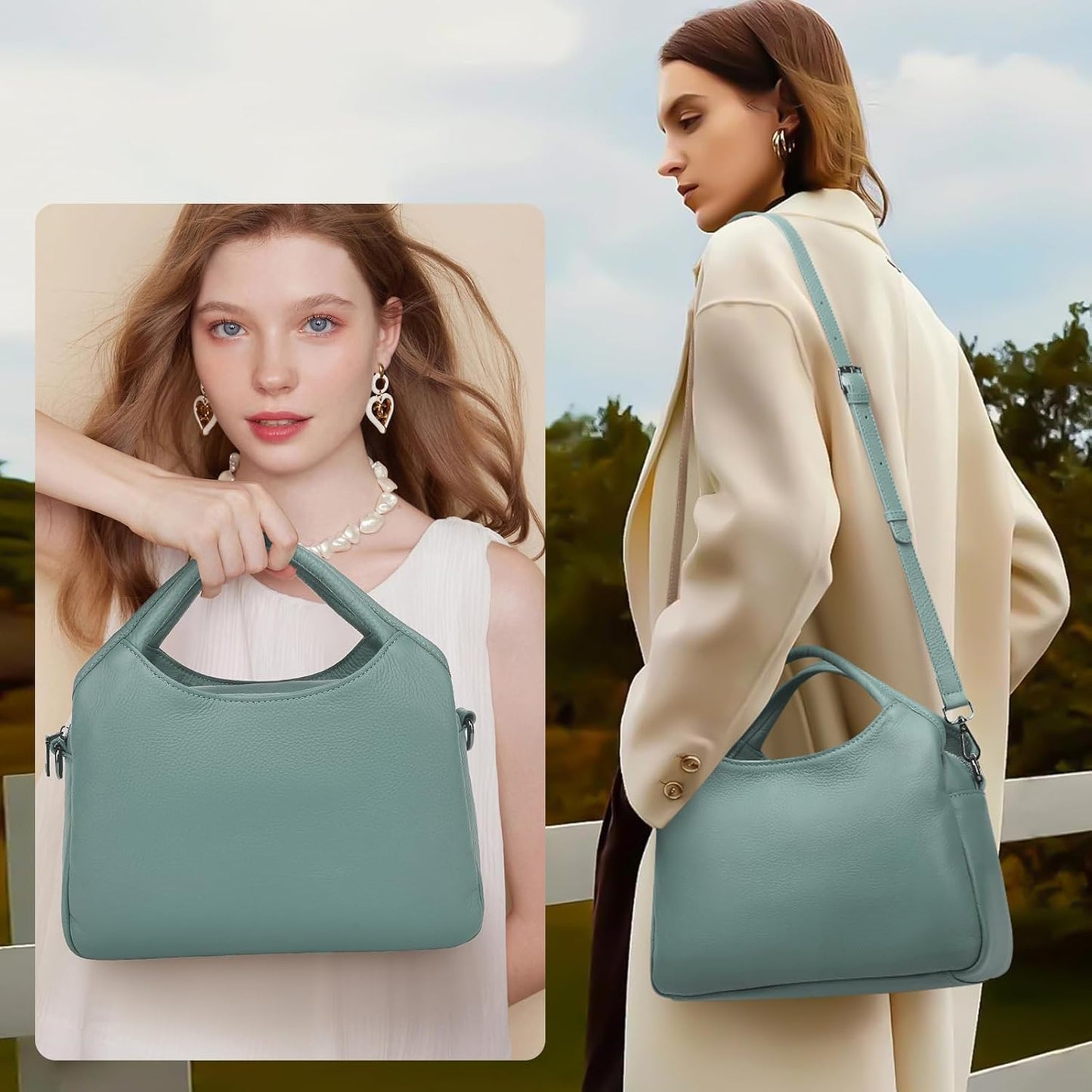 KOGTLA Genuine Leather Purses for Women, Crossbody Shoulder Bags with Top-Handle, Tote Satchel Handbags