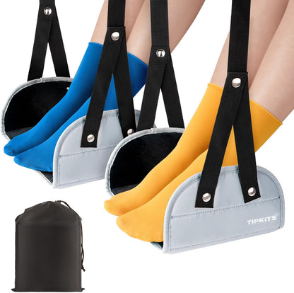 2 Pack Airplane Footrest with Comfortable No Clashing Base, Portable Foot Rest Made with Premium Memory Foam, Airplane Travel Accessories to Reduce Swelling and Soreness, Gifts for Travelers