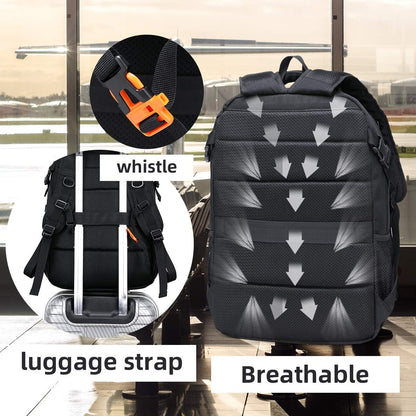 FENGDONG Durable Waterproof Travel Laptop Backpack 17.3 inch,Large College Backpack Bookbag for Men & Women Business Backpack with USB Charging Port and Headset Port Black