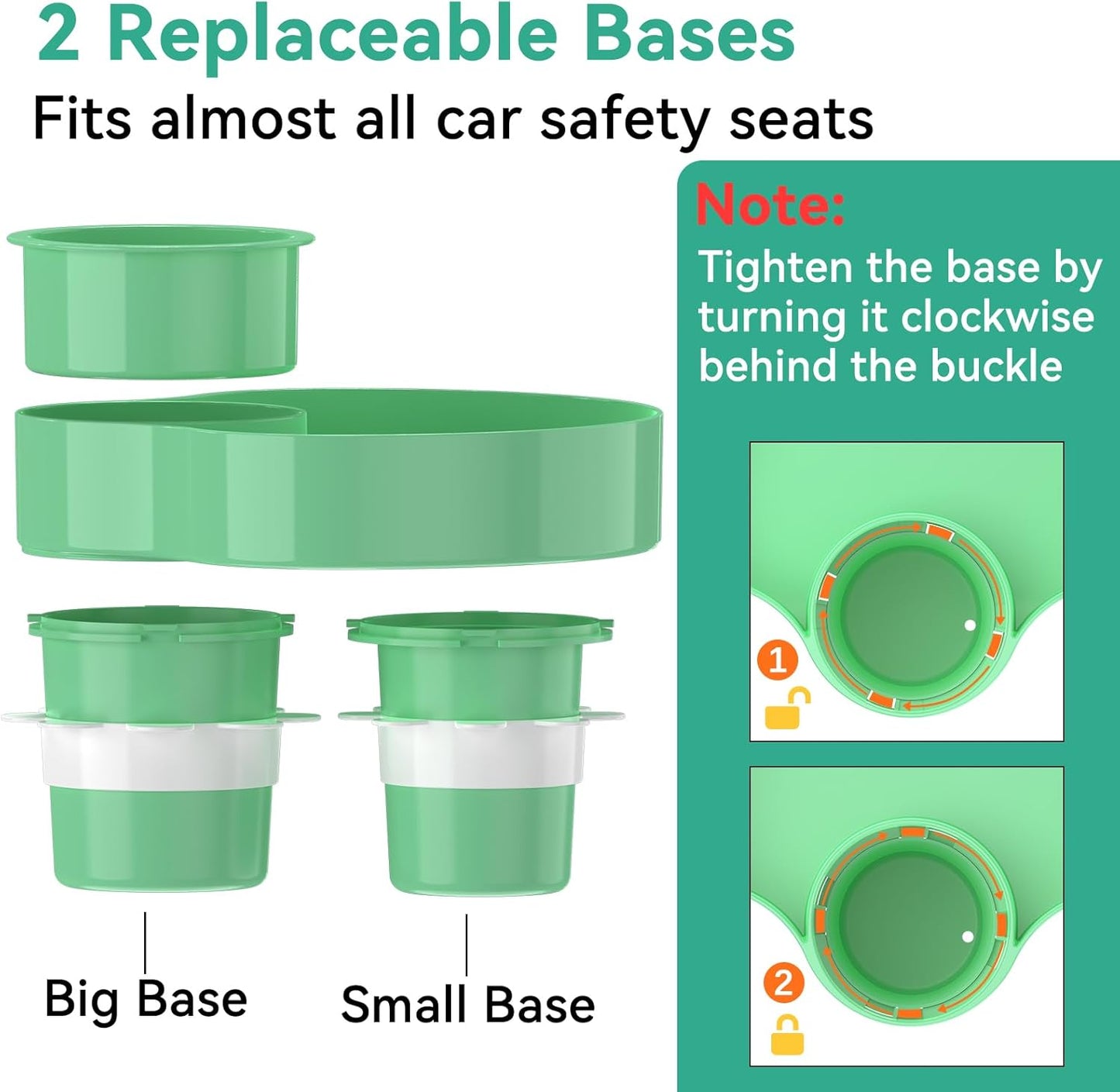 [2 Packs] Kids Car Seat Tray, Travel Tray with Cup Holder for Toddler Baby, Kids Car Seat Food Snack Organizer for Road Trip, Stroller snack Organizer Travel Must Haves (Light Green)