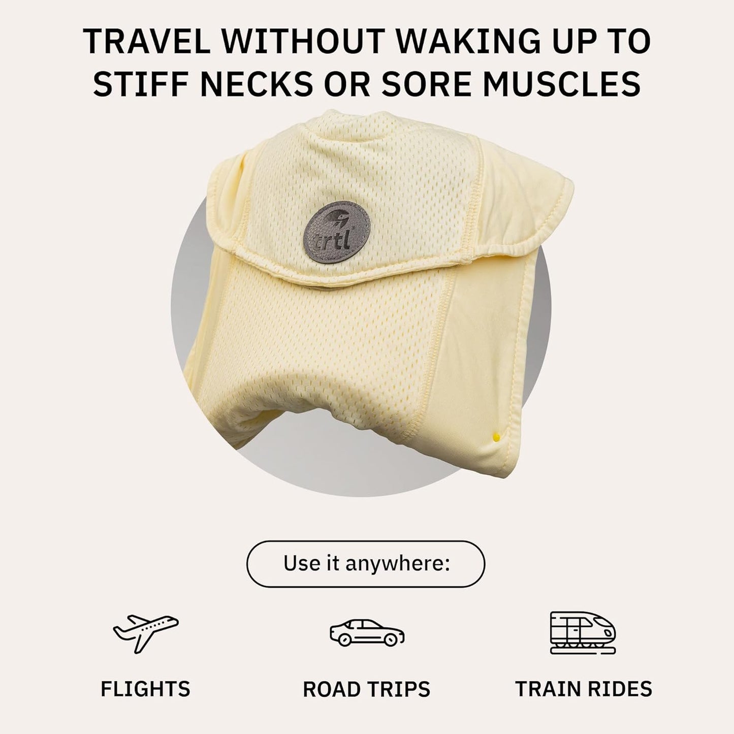 trtl Travel Pillow Cool for Neck Support - Cooling Plane Neck Pillow - with Breathable Fabric - Lightweight and Easy to Carry - Sorbet Yellow