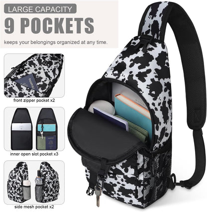 Crossbody Bags for Women Men Trendy Sling Bag Bakpack Casual Chest Bag with Convertible Shoulder Strap