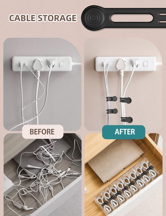 Kanemc Magnetic Ties For Cords, Cord Wrap Silicone Zip Ties Twist Ties Magnet Strap For Smartphone Charger Earphone Video Game USB C Cables (8-Pack, Black)