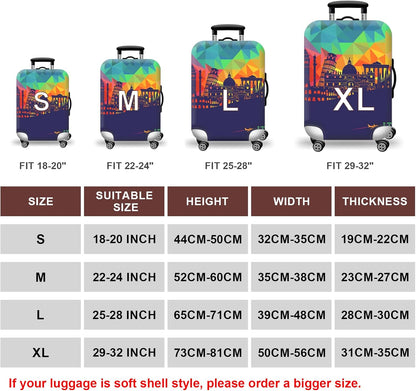 WUJIAONIAO Travel Luggage Cover Baggage Suitcase Cover Protector Skins 18-32 Inch (City, M (for 22-24 inch luggage))