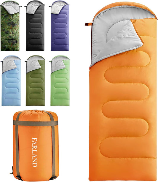 FARLAND Sleeping Bags 30℉ for Adults Teens Kids with Compression Sack Portable and Lightweight for 3-4 Season Camping, Hiking,Waterproof, Backpacking and Outdoors