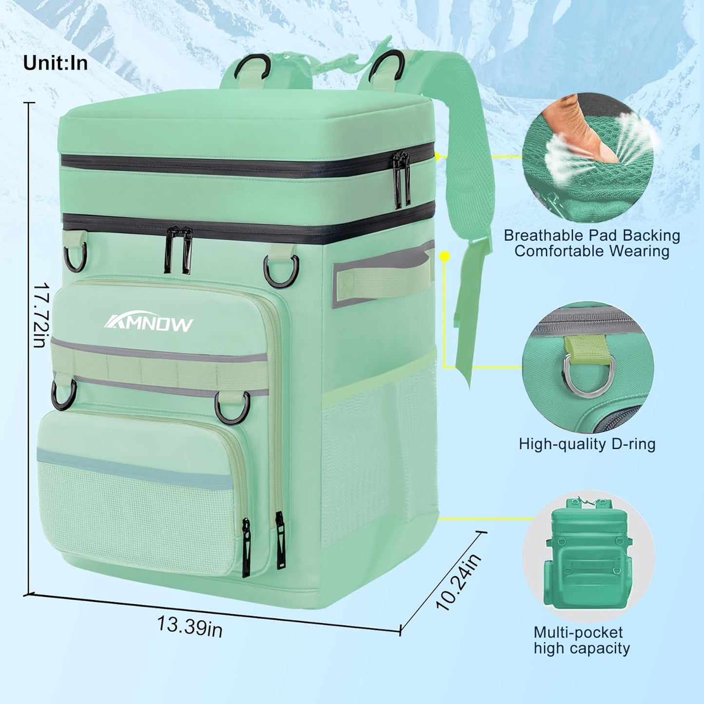 Backpack Cooler Insulated Leak Proof for Men Women 50 Cans Soft Cooler Backpack Insulated Waterproof Large Capacity Coolers Bag Portable for Lunch Camping Travel Picnic Hiking