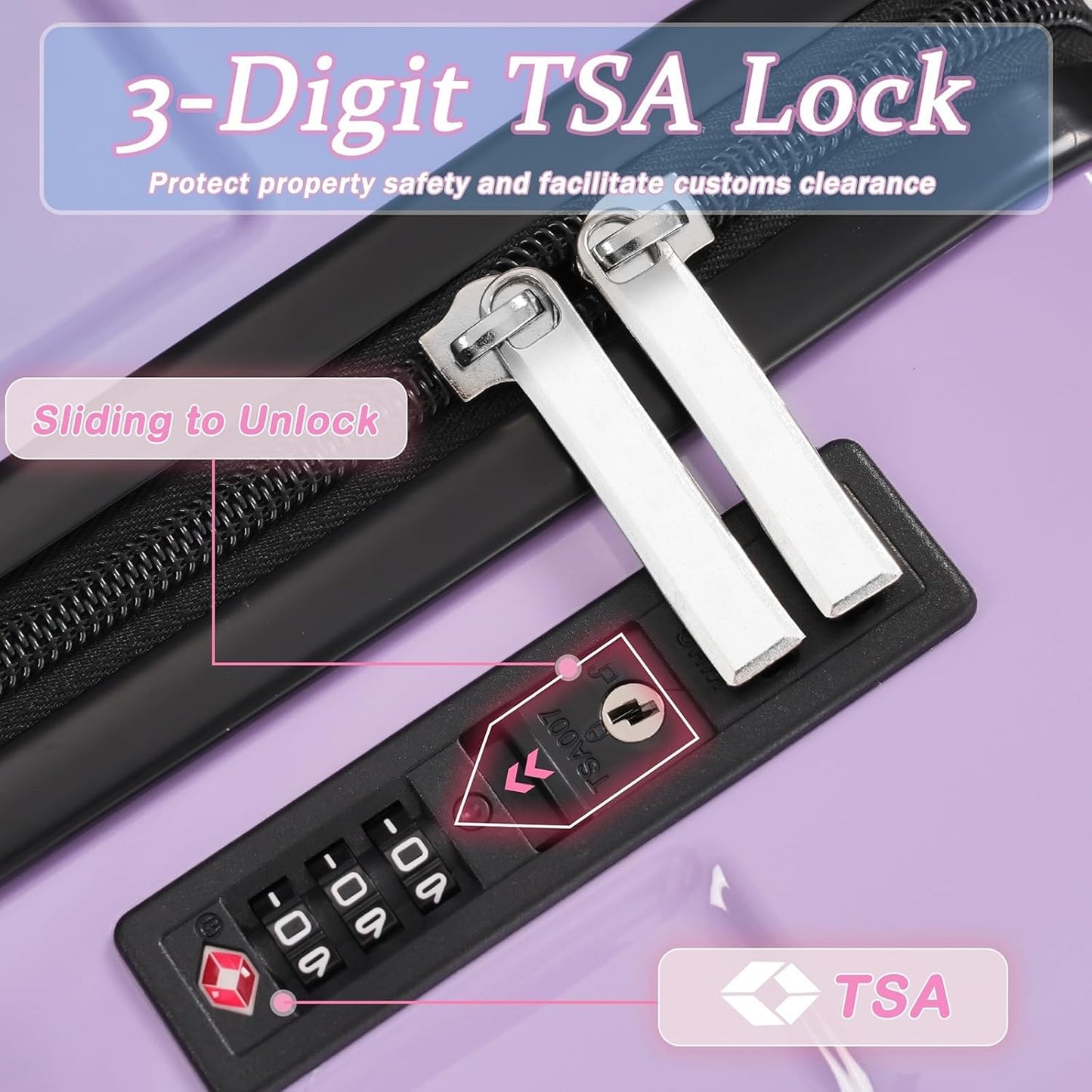 Merax Luggage Set 3 Piece Glossy PC Suitcases with Spinner Wheels, Built-In TSA Lock, 20" Carry-On Airline Approved 24" Checked Luggage, Foldable Duffel Bag for Travel (Gradient Color)