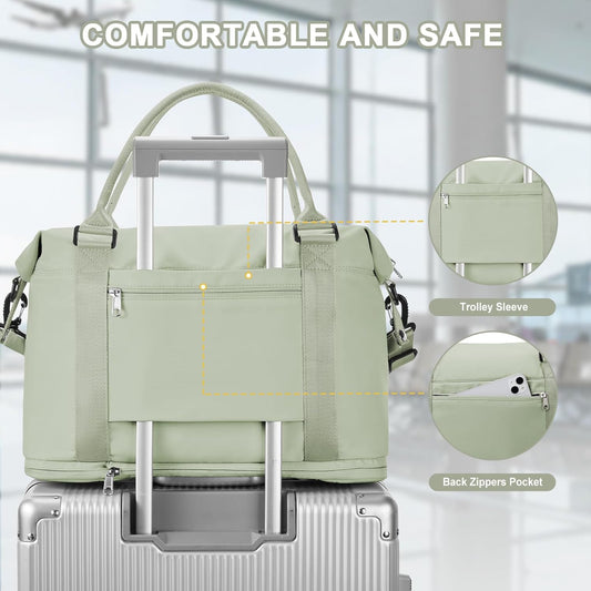 Travel Duffel Bag, Sports Tote Gym Bag, Shoulder Weekender Overnight Bag for Women