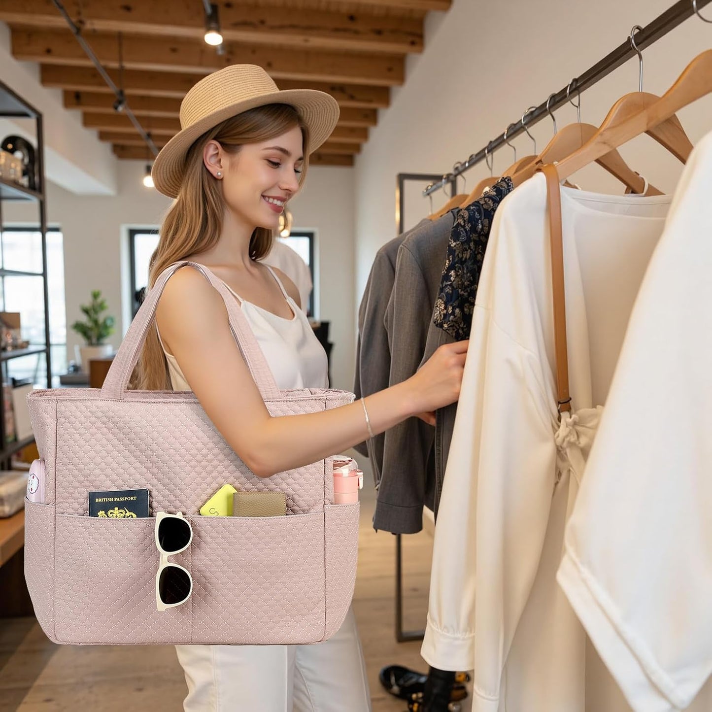 Beach Pool Bags Tote for Women Ladies Large Gym Tote Carry On Bag With Wet Compartment for Weekender Travel Waterproof