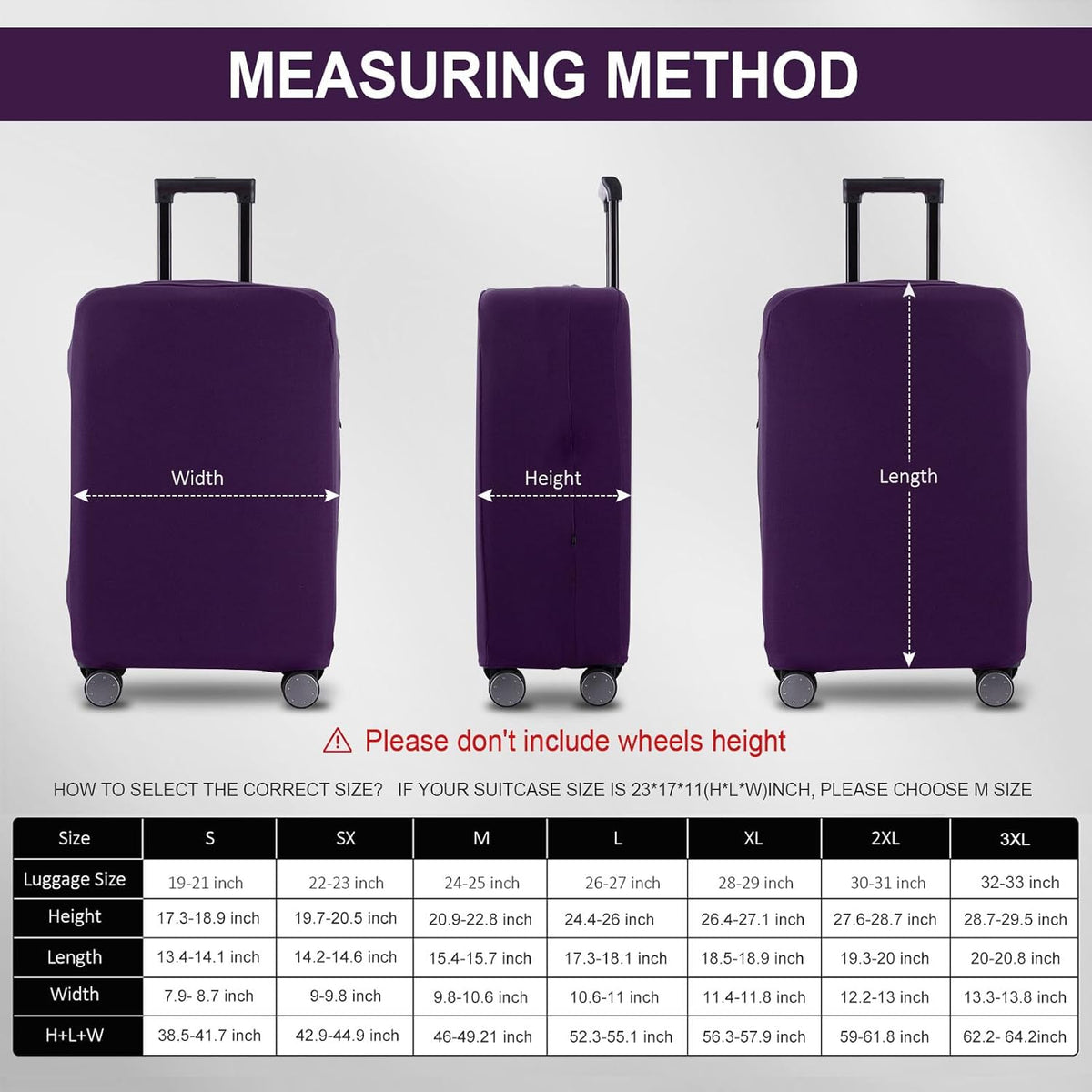 Travel Luggage Cover Suitcase Protector Scratch-Resistant Fit 19-31 Inch Suitcase, Not Included Suitcase (Purple, XL(28-29 inch))