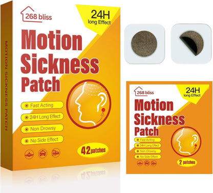 Motion Sickness Patches for Cruise,Car,Bus,Ships,Airplane,Park Rides - Non-Drowsy - Travel Essentials for Adults and Kids(42 Count (Pack of 1))
