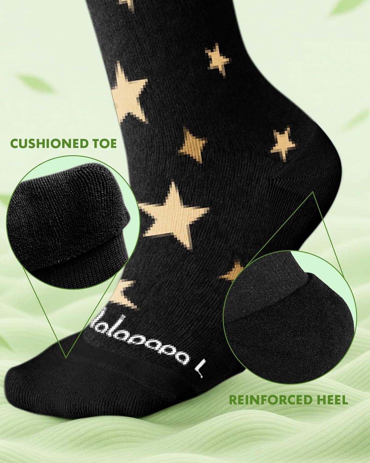 Bamboo Viscose Compression Socks for Women Men 2 Pairs 15-20mmHg Knee High Compression Socks Travel Nurse