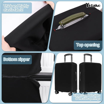 Yotako Luggage Cover,Thicker Luggage Protector Elastic Suitcase Cover Protector, Travel Anti Scratch Fits 18-32 Inch Suitcase Travel Accessories (28", Black)
