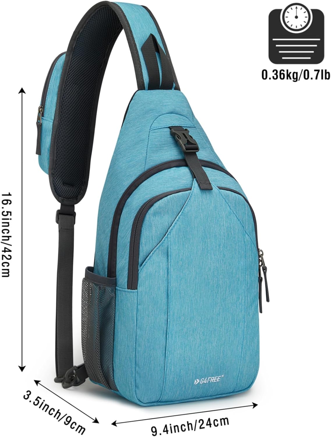 G4Free Sling Bag RFID Blocking Sling Backpack Crossbody Chest Bag Daypack for Hiking Travel(Sky Blue)
