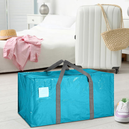 8 Pack Extra Large Moving Bags Heavy Duty Packing Bags with Extra Long Handles and Zippers Storage Totes for College Students Room Dorm Essentials Packing Supplies(Blue)