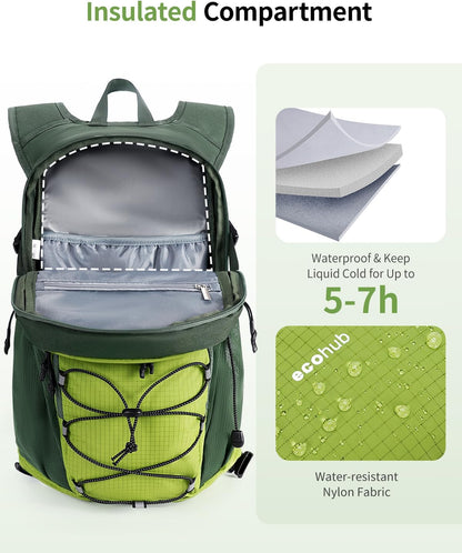 ECOHUB Hydration Backpack for Men Women, 20L Lightweight Hiking Daypack Cycling Backpack with 2L Water Bladder, Insulated Hydration Pack with Waist Pack