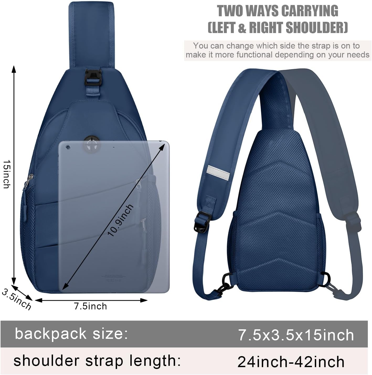 Crossbody Bags for Women Men Trendy Sling Bag Bakpack Casual Chest Bag with Convertible Shoulder Strap