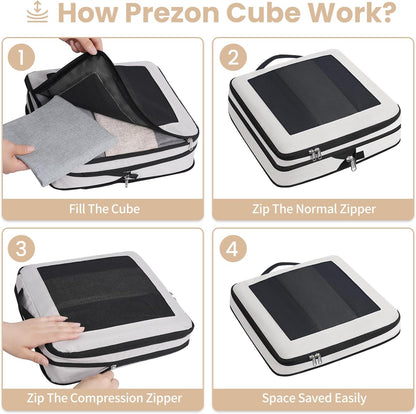 8 Set/6 Set/4 Set Compression Packing Cubes for Travel, Lightweight Vacation Travel Essentials, Travel Accessories for Suitcase Organizer Bags Set, Durable Luggage Organizer