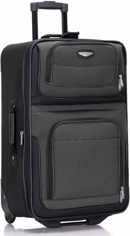 Travel Select Amsterdam 25-Inch Softside Expandable Rolling Upright Luggage, Lightweight 2-Wheel Suitcase with Push-Button Handle, Gray