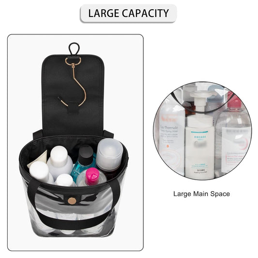 Travel Toiletry Bag, Hanging Clear Toiletry Bag for Women Men, Waterproof Travel Bag for Toiletries, Clear Makeup Bag Portable Shower Bag With Hanging Hook for Bathroom, Gym, Camping